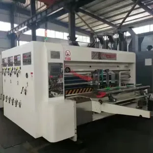 Máquina ranuradora rotativa de impresión flexográfica y troqueladora para fabricación de cajas de cartón
