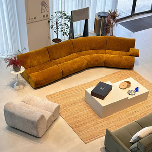 Sofá Seccional en Forma de L Reclinable de Diseño Minimalista Italiano, Muebles de Sala de Estar Modulares Modernos de Cuero Genuino - Product Image 1