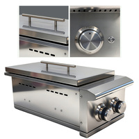 Haute qualité Premium SUS304 en acier inoxydable intégré Barbecue BBQ Cabinet cuisson gaz Double brûleur latéral faire bouillir l'eau chaude avec couvercle