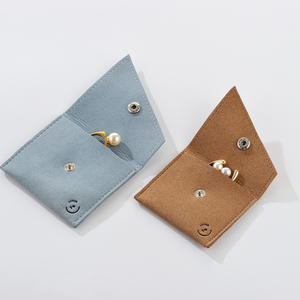 1mm Thick High Quality Microfiber Button Jewelry Packaging <b>Gift</b> Pouch Packaging Jewelry Bag Pouch with Oblique Flap - Product Image 3
