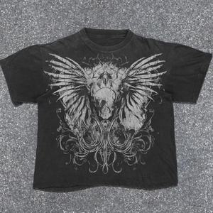 QZFSO logotipo personalizado gráfico DTG camiseta Vintage 100% algodón pesado ácido lavado Boxy recortado camiseta de gran tamaño para hombres - Product Image 1