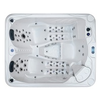 Luxe 3 personne spa hydromassage loisirs spa baignoires bain à remous 2 chaises longues spa bain à remous extérieur acrylique bain à remous avec fontaine champignon