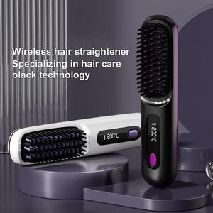 Wholesale Multi-temperature Degree Hair Style Tool Portable Cordless Hair Straightener Brush With <b>Heating</b> - Product Image 4