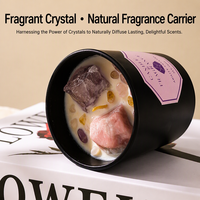 Bougie Cylindrique Artistique en Cire de Soja Parfumée à la Pierre de Cristal Noire pour Aromathérapie, Commande en Gros, Coffret Cadeau