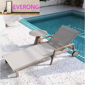 Chaise de plage pliable de luxe moderne, coussin en mousse à mémoire de forme imperméable, <span class=keywords><strong>lit</strong></span> en maille Teslin, cadre en métal pour hôtels, balcons - Product Image 2