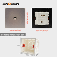 BAOBEN 86 Modèle Interrupteur Rotatif Antique en Bronze avec Panneau Métallique Bandé en Acier Inoxydable, Interrupteur d'Hôtel de Style Rétro