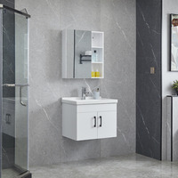 Peralatan Kamar Mandi Laci Penyimpanan Mewah Kayu Solid dan Atas Marmer Putih Pernis Kamar Mandi Vanity