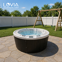 LOVIA Baignoire Balboa populaire et très demandée, Jacuzzi Hydromassage, Spa Whirlpool, Baignoire à bulles écoénergétique pour 5 personnes, ronde, pour l'extérieur