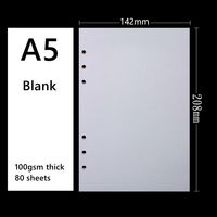 A5 A6 6 anneaux insérer papier 90 pages feuilles mobiles papier de recharge pour journal cahier mensuel hebdomadaire planificateur budget classeur rechargeable