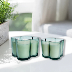 2025 <span class=keywords><strong>mejor</strong></span> precio forma de flor candelabros a rayas linternas tarro de cristal perfumado aromático hogar fragancia velas de Navidad - Product Image 6