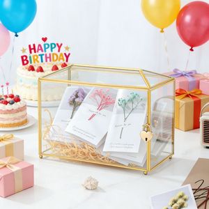 <span class=keywords><strong>Caja</strong></span> rectangular dorada de estilo nórdico, <span class=keywords><strong>caja</strong></span> transparente para regalo de cumpleaños, contenedor de almacenamiento de vidrio con cierre perfumado, decoración del hogar, <span class=keywords><strong>caja</strong></span> de deseos U7 - Product Image 2