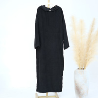 Robe Décontractée Abaya Islamique Musulmane de Couleur Unie à Manches Longues Grande Taille Automne Hiver pour Femme
