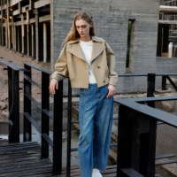Veste Courte Oversize Élégante pour Femme, Légère, Polyvalente, Quotidienne, Col Revers, Taille Haute, Décontractée