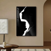 Nouvelle conception, peinture murale abstraite en porcelaine cristalline noire et blanche pour la décoration de chambre de mariage