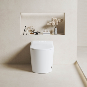 WC intelligent monobloc à siphon en S allongé, réservoir intégré, couvercle à ouverture automatique, télécommande, bidet, en céramique – Meilleures ventes - Product Image 6
