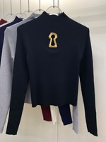 Pull sexy ajouré à col montant asymétrique pour femme, collection automne 2025, t-shirt chaud à manches longues de couleur unie