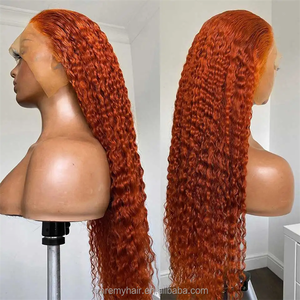 Vente en gros 100% brésilien #350 couleur orange gingembre HD Transparent 13x4 pour dentelle frontale 40 pouces de long femmes noires perruques de <span class=keywords><strong>cheveux</strong></span> humains - Product Image 4