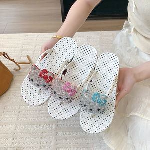 Sandali con zeppa da <span class=keywords><strong>donna</strong></span> <span class=keywords><strong>antiscivolo</strong></span> con pois, stile Ins, luminosi, per esterni e spiaggia, con motivo a spina di pesce, ciabatte scintillanti - Product Image 1