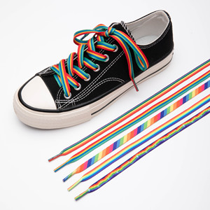Lacets plats 8 mm à rayures dégradées six couleurs pour chaussures de sport et décontractées, modèle 154, vente en gros transfrontalière - Product Image 5
