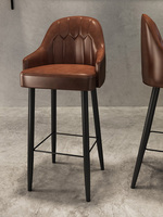 Chaise de bar haute de comptoir de style moderne et luxueux pour hôtel, maison, cadre en métal, accoudoirs, dossier en cuir, club, café, tabouret de bar