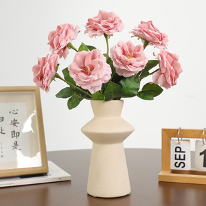 Rose artificielle en soie Huizhen, haute simulation, style minimaliste, pour décoration de mariage et de maison - Product Image 1