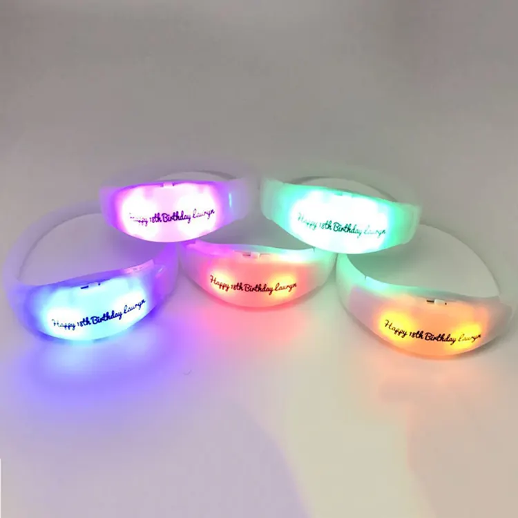 Biểu Tượng Tùy Chỉnh Wedding Party Light Up Nhạc LED Bracelet Glow Wristband Âm Thanh Kích Hoạt