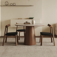 Table à manger ronde en bois massif et marbre de style chinois moderne, imperméable, pour hôtel et usage domestique, meubles de salle à manger