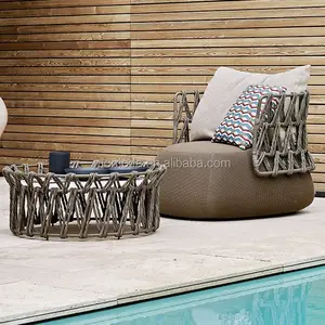 Nuevo diseño de Italia gordo de jardín con asiento casa habitación de interior y al aire libre único sofá silla con otomana conjunto