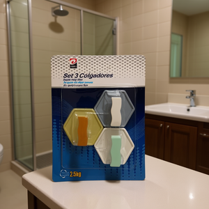 Suction Cup Hook 3Pc Set Square Adhesive 2.5kg Capacity Wall Mount Hooks for Bathroom Kitchen Storage - Product Image 2