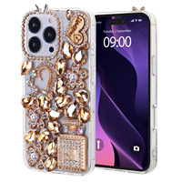 KINGSOUL Coques de téléphone portable personnalisables de luxe avec design entièrement orné de diamants, en TPU+PC+verre, antichoc, avec décoration scintillante pour
