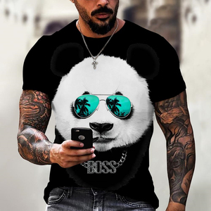 Maglietta <span class=keywords><strong>da</strong></span> uomo 3D <span class=keywords><strong>Panda</strong></span> stile divertente stampa breve stile Hip Hop occhiali <span class=keywords><strong>da</strong></span> sole uomo sublimazione t-shirt Streetwear - Product Image 1