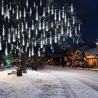 Guirlande Solaire LED 8 Tubes 30cm Effet Pluie de Météores pour Noël Fête IP65 Décoration Maison & Extérieur