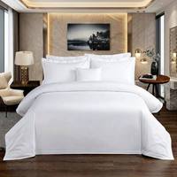 Ensemble de literie de luxe pour hôtel, 100% coton, housse de couette, drap plat, taie d'oreiller, linge de lit commercial