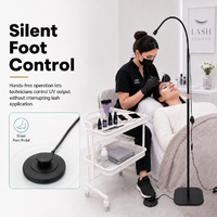 Lámpara UV para Pestañas con Soporte de Pie, 6W, Potencia Ajustable, Luz LED UV de 395-400nm para Curado de Extensiones de Pestañas, con Pedal Silencioso
