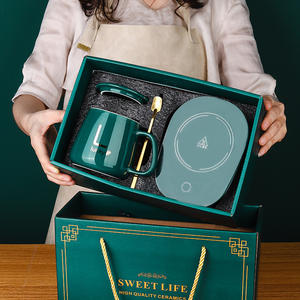 Gift Box Ceramics Cup Set Self Heated Mug Temperature Control <b>Smart</b> Electric Coffee Mug <b>Heater</b> Cup Warmer Coffee Coaster Warmer - Product Image 5