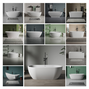 Bañera de piedra artificial con textura de pizarra de diseño moderno para apartamento, bañera de superficie sólida pura Gris <span class=keywords><strong>Cemento</strong></span> de grano de Hotel - Product Image 6