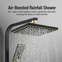 Ensemble de douche mural de luxe OEM noir et or 4 fonctions avec mitigeur pour salle de bain