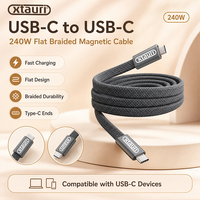 XTAURI Cable de Carga Magnético USB C de 1.5M, Cable USB de Carga Rápida PD 240W, Tipo C a C, Negro