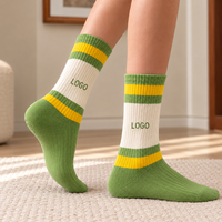 Chaussettes côtelées personnalisées avec logo brodé, en coton, épaisses, athlétiques, décontractées, pour hommes