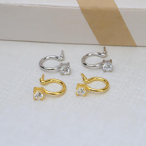 Boucles d'oreilles pour femme en argent S925, style simple, petit crochet d'oreille, personnalisées, avec 5-6 perles en cage, accessoires de bricolage, support vide de 3 mm - Product Image 1