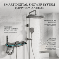 Ensemble de douche à jet de pluie en alliage d'aluminium durable avec LED, certifié CE, pour usage hôtelier, robinets de salle de bain au design moderne