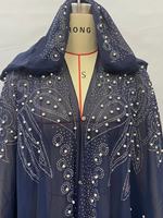 Abaya de luxe de Dubaï à capuche, broderie perlée lourde, manches chauve-souris, kaftan, robe islamique modeste pour femmes, Ramadan, Aïd