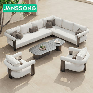 Set Sofa Mewah Modern Bentuk L dari Aluminium, Set Sofa Luar Ruangan, Furnitur Taman, Furnitur Pinggir Kolam Renang dari Logam, Sofa Taman Luar Ruangan - Product Image 4