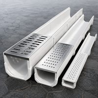 Caniveau de drainage linéaire en béton avec grille en acier inoxydable, résistant aux charges lourdes, en résine SMC