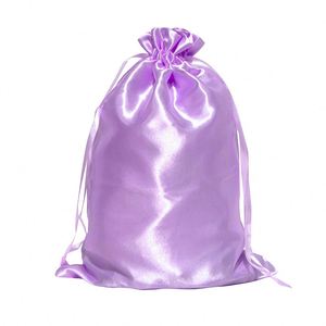 Pochette en satin noir personnalisée avec cordon de serrage pour extensions de cheveux et perruques, biodégradable avec logo personnalisé pour emballage cadeau - Product Image 4
