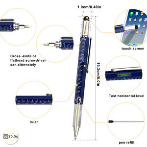 Fabrication sur mesure, outil multifonctionnel, stylo à bille en métal personnalisé 6-en-1 avec logo imprimé pour cadeaux de papeterie - Product Image 2