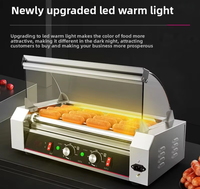 Máquina para Asar Salchichas, Cocedor de Hot Dogs con 5, 7 o 10 Rodillos, Temperatura Ajustable, para Gasolineras y Tiendas de Aperitivos