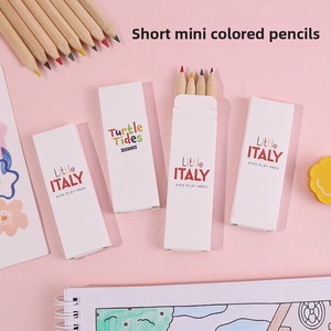 Ensemble de crayons en bois naturel miniatures à corps court 4 couleurs, emballage en boîte en papier kraft, crayons de couleur, fournitures de papeterie personnalisées pour enfants - Product Image 4