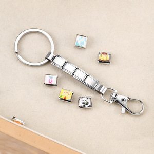 Portachiavi Personalizzati Multicolore all'Ingrosso, Serie di Charm in Acciaio Inox Italiani per Bracciali Fai-da-Te da 9mm, Gioielli alla Moda - Product Image 4
