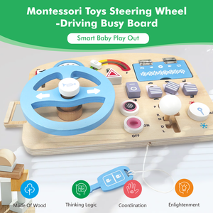 Montessori Erken Eğitim Aktivite Panosu Oyuncağı Sürüş Simülasyon Oyunu Simüle Araba Direksiyon Oyuncağı - Product Image 4